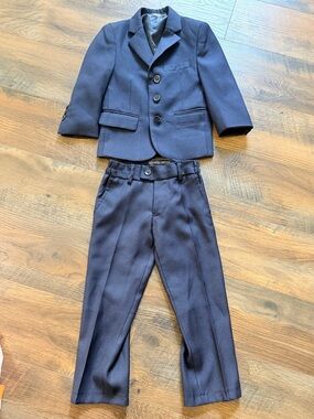 Boys 18mo to 24mo navy suit set jacket and dressy pants matching formal wedding